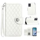 For Motorola Moto G 5G 2023 Rhombic Texture Flip Leather Phone Case with Lanyard(White) - 1