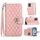 For Motorola Moto G 5G 2023 Rhombic Texture Flip Leather Phone Case with Lanyard(Coral Pink) - 1