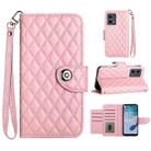 For Motorola Moto G 5G 2023 Rhombic Texture Flip Leather Phone Case with Lanyard(Pink) - 1