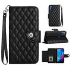 For Motorola Moto G Play 2023 / G Pure Rhombic Texture Flip Leather Phone Case with Lanyard(Black) - 1