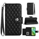 For Motorola Moto G Power 2023 Rhombic Texture Flip Leather Phone Case with Lanyard(Black) - 1