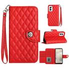 For Motorola Moto G Power 5G 2024 Rhombic Texture Flip Leather Phone Case with Lanyard(Red) - 1