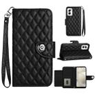 For Motorola Moto G Power 5G 2024 Rhombic Texture Flip Leather Phone Case with Lanyard(Black) - 1