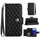 For Motorola Moto G Stylus 5G 2022 Rhombic Texture Flip Leather Phone Case with Lanyard(Black) - 1