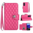 For Motorola Moto G Stylus 5G 2022 Rhombic Texture Flip Leather Phone Case with Lanyard(Rose Red) - 1