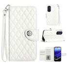 For Motorola Moto G Stylus 5G 2022 Rhombic Texture Flip Leather Phone Case with Lanyard(White) - 1