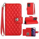 For Motorola Moto G Stylus 5G 2023 Rhombic Texture Flip Leather Phone Case with Lanyard(Red) - 1