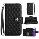 For Motorola Moto G Stylus 5G 2023 Rhombic Texture Flip Leather Phone Case with Lanyard(Black) - 1