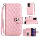 For Motorola Moto G Stylus 5G 2023 Rhombic Texture Flip Leather Phone Case with Lanyard(Pink) - 1