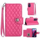 For Motorola Moto G Stylus 4G 2022 Rhombic Texture Flip Leather Phone Case with Lanyard(Rose Red) - 1