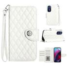 For Motorola Moto G Stylus 4G 2022 Rhombic Texture Flip Leather Phone Case with Lanyard(White) - 1