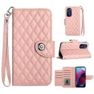 For Motorola Moto G Stylus 4G 2022 Rhombic Texture Flip Leather Phone Case with Lanyard(Coral Pink) - 1