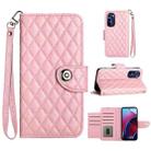 For Motorola Moto G Stylus 4G 2022 Rhombic Texture Flip Leather Phone Case with Lanyard(Pink) - 1