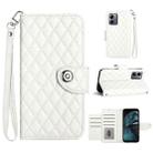 For Motorola Moto G14 Rhombic Texture Flip Leather Phone Case with Lanyard(White) - 1