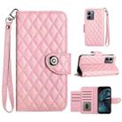 For Motorola Moto G14 Rhombic Texture Flip Leather Phone Case with Lanyard(Pink) - 1