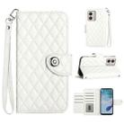 For Motorola Moto G53 / G23 / G13 Rhombic Texture Flip Leather Phone Case with Lanyard(White) - 1