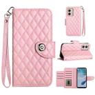 For Motorola Moto G53 / G23 / G13 Rhombic Texture Flip Leather Phone Case with Lanyard(Pink) - 1