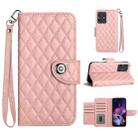 For Motorola Moto G54 Rhombic Texture Flip Leather Phone Case with Lanyard(Coral Pink) - 1