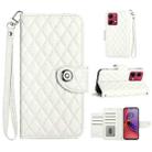 For Motorola Moto G84 Rhombic Texture Flip Leather Phone Case with Lanyard(White) - 1