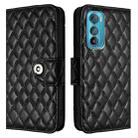 For Motorola Edge 30 Rhombic Texture Flip Leather Phone Case with Lanyard(Black) - 2