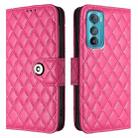 For Motorola Edge 30 Rhombic Texture Flip Leather Phone Case with Lanyard(Rose Red) - 2