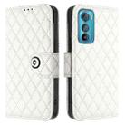 For Motorola Edge 30 Rhombic Texture Flip Leather Phone Case with Lanyard(White) - 2