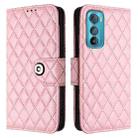 For Motorola Edge 30 Rhombic Texture Flip Leather Phone Case with Lanyard(Pink) - 2