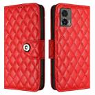 For Motorola Edge 30 Neo Rhombic Texture Flip Leather Phone Case with Lanyard(Red) - 2