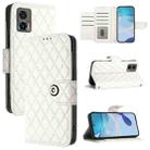 For Motorola Edge 30 Neo Rhombic Texture Flip Leather Phone Case with Lanyard(White) - 1