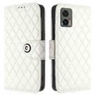 For Motorola Edge 30 Neo Rhombic Texture Flip Leather Phone Case with Lanyard(White) - 2