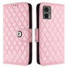 For Motorola Edge 30 Neo Rhombic Texture Flip Leather Phone Case with Lanyard(Pink) - 2