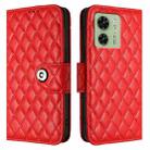 For Motorola Edge 40 Rhombic Texture Flip Leather Phone Case with Lanyard(Red) - 2