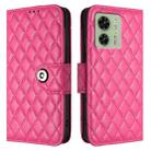 For Motorola Edge 2023 North America Rhombic Texture Flip Leather Phone Case with Lanyard(Rose Red) - 2