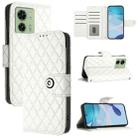 For Motorola Edge 2023 North America Rhombic Texture Flip Leather Phone Case with Lanyard(White) - 1