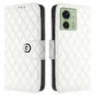 For Motorola Edge 2023 North America Rhombic Texture Flip Leather Phone Case with Lanyard(White) - 2