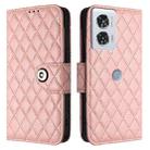 For Motorola Edge 50 Fusion Rhombic Texture Flip Leather Phone Case with Lanyard(Coral Pink) - 2