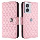 For Motorola Edge 50 Fusion Rhombic Texture Flip Leather Phone Case with Lanyard(Pink) - 2