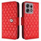 For Motorola Edge 50 Pro Rhombic Texture Flip Leather Phone Case with Lanyard(Red) - 2