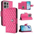 For Motorola Edge 50 Pro Rhombic Texture Flip Leather Phone Case with Lanyard(Rose Red) - 1