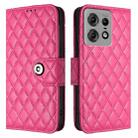For Motorola Edge 50 Pro Rhombic Texture Flip Leather Phone Case with Lanyard(Rose Red) - 2