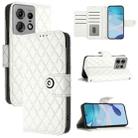 For Motorola Edge 50 Pro Rhombic Texture Flip Leather Phone Case with Lanyard(White) - 1