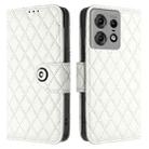 For Motorola Edge 50 Pro Rhombic Texture Flip Leather Phone Case with Lanyard(White) - 2