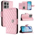 For Motorola Edge 50 Pro Rhombic Texture Flip Leather Phone Case with Lanyard(Pink) - 1
