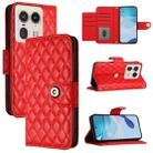 For Motorola Edge 50 Ultra Rhombic Texture Flip Leather Phone Case with Lanyard(Red) - 1
