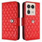 For Motorola Edge 50 Ultra Rhombic Texture Flip Leather Phone Case with Lanyard(Red) - 2