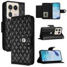 For Motorola Edge 50 Ultra Rhombic Texture Flip Leather Phone Case with Lanyard(Black) - 1