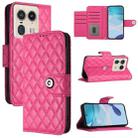 For Motorola Edge 50 Ultra Rhombic Texture Flip Leather Phone Case with Lanyard(Rose Red) - 1