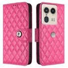 For Motorola Edge 50 Ultra Rhombic Texture Flip Leather Phone Case with Lanyard(Rose Red) - 2