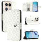 For Motorola Edge 50 Ultra Rhombic Texture Flip Leather Phone Case with Lanyard(White) - 1