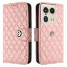 For Motorola Edge 50 Ultra Rhombic Texture Flip Leather Phone Case with Lanyard(Coral Pink) - 2